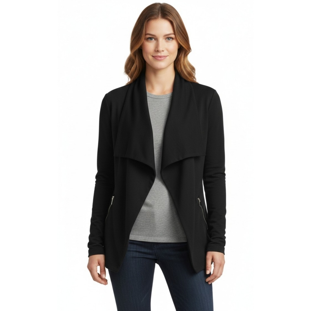 Mossimo Black Open Waterfall Front Knit Blazer